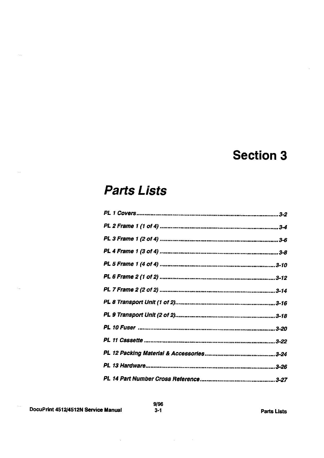Xerox DocuPrint 4512 Parts List and Service Manual-1